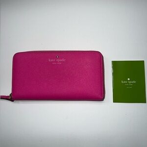 Kate Spade Mikas Pond Lacey Wallet in Radish Cross-Hatched Leather
